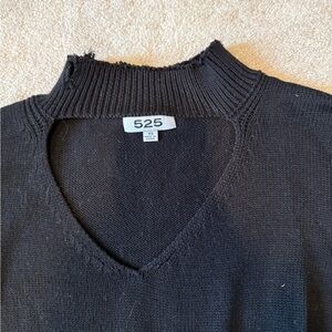 525 America Black V-Neck Ribbed Mock Collar Sweater
